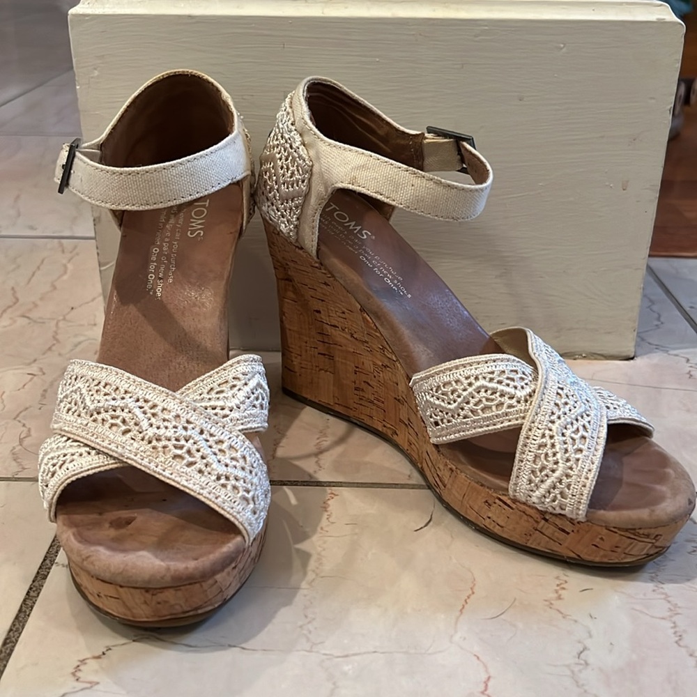 TOMS strappy wedge heels. Size 6. Only worn handful of times.